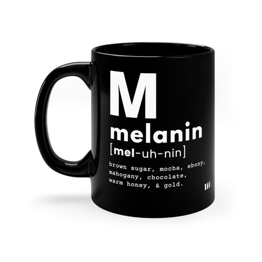 "melanin" 11oz Black Mug