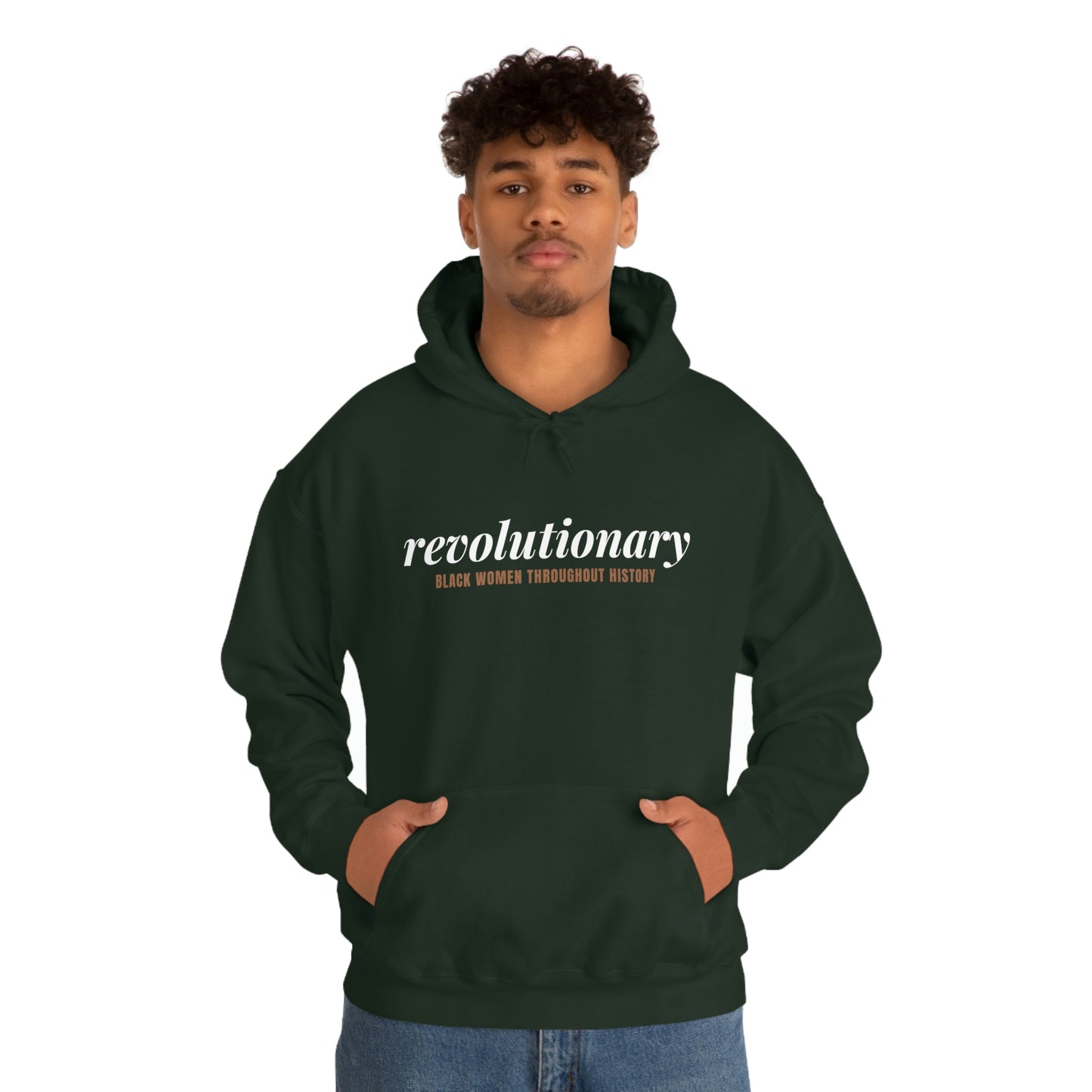 "Revolutionary Black Women" Unisex Heavy Blend™ Hooded Sweatshirt - Black, Chocolate, Navy Blue, Dark Gray, & Hunter Green Available