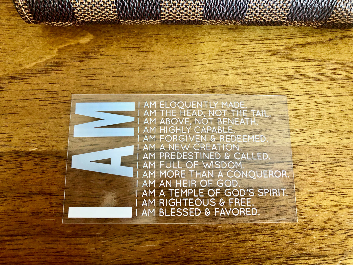 "I AM" Affirmations Transparent Planner Card