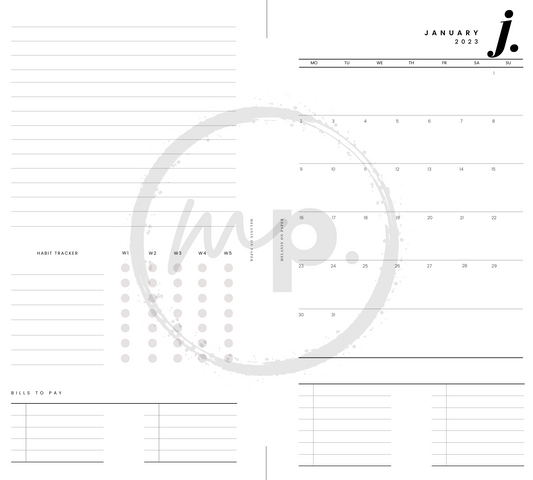 Printable 2023 Dated Monthly Calendar Inserts (January 2023 - January 2024)